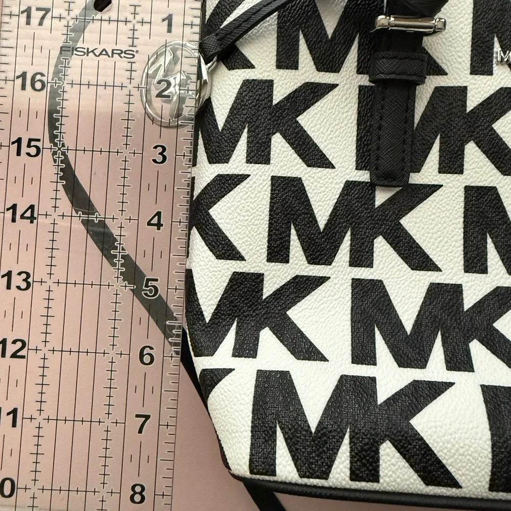 Michael Kors Black & White MK Logo Mini Tote - Picture 3 of 4